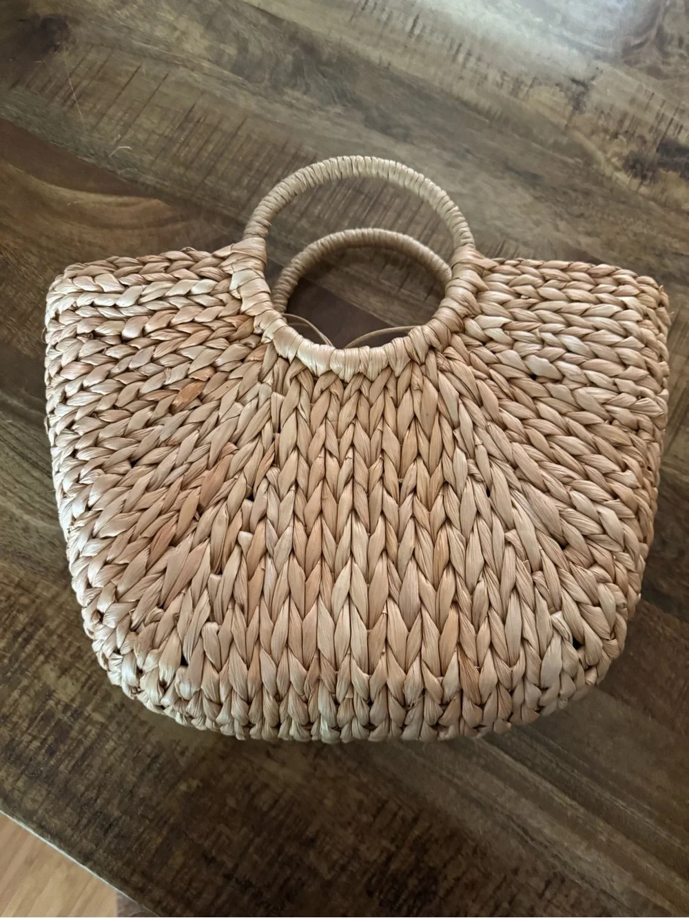 Woven Straw Tote Bag - Natural Tan - Picture 4 of 8